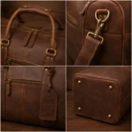 Men's Brown Leather Duffle Bag - Handmade Leather Travel Bag - Image 2