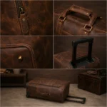 Personalized Leather Duffle Trolley Bag with Wheels - Image 2