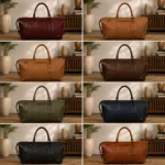 Black Leather Duffel Bag for Men - Image 3