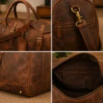 Top-Grain Leather Weekender Retro Duffel Bag - Image 2