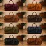 Top-Grain Leather Weekender Retro Duffel Bag - Image 3
