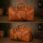 20-Inch Buffalo Leather Travel Duffle Bag