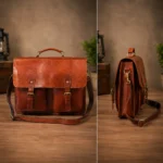 Leather Messenger Briefcase - Personalized Laptop Bag