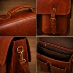 Leather Messenger Briefcase - Personalized Laptop Bag - Image 2