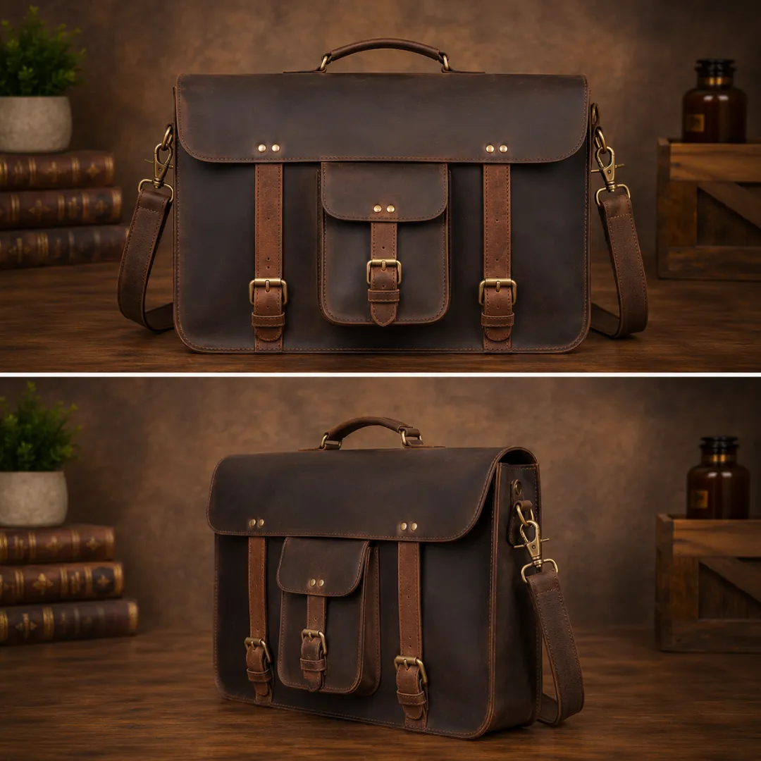 Untitled-2026-05-19T221923.801.webp Classic Full Grain Leather Briefcase for Work or Travel Bag - Image 1