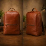 Personalized Engraved Leather Backpack Diaper Bag