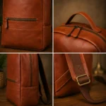 Personalized Engraved Leather Backpack Diaper Bag - Image 2