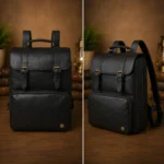 Vintage Leather Backpack-Classic Black Rucksack