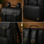 Vintage Leather Backpack-Classic Black Rucksack - Image 2