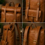 Men's Leather Rolltop Backpack – Versatile Laptop - Image 2