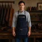 Foster Tailored Navy Goatskin Suede Apron