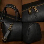 Men's Leather Duffel Bag with Integrated Shoe Compartment - Image 2