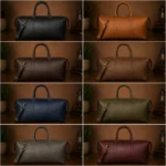 Men's Leather Duffel Bag with Integrated Shoe Compartment - Image 3