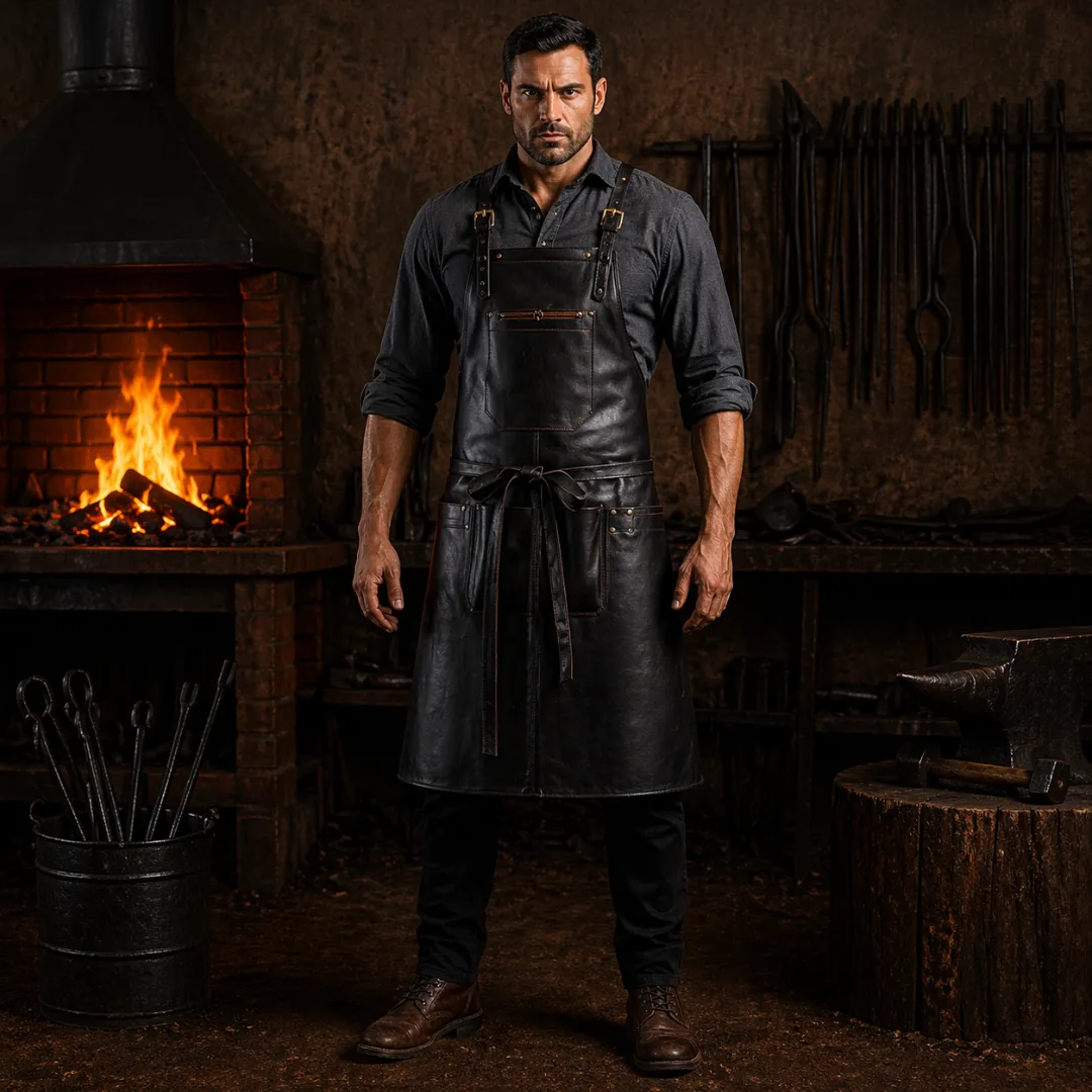 Untitled-46.webp Vintage Style Blacksmith Crazy Horse Leather Apron - Image 1