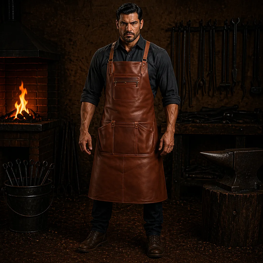 Untitled-60-1.webp Master Craft Blacksmith Crazy Horse Leather Apron - Image 1
