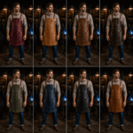 Reid 2 Pockets Navy Crazyhorse Leather Apron - Image 3