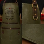 Valentine Day Gift Olive Green Leather Couple Apron Set – Premium Genuine Leather Matching Aprons for Him & Her - Image 2
