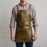 Ellis 1 Pocket Olive Green Crazyhorse Leather Apron