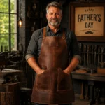 Super Dad Double Pocket Leather Apron – Father's Day Gift | Full Grain Leather Work Apron
