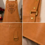 Valentine's Day Couple Leather Apron Set – Premium Tan Genuine Leather Cooking Aprons for Him & Her - Image 2