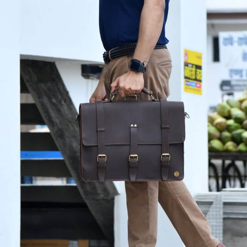 laptop-bag.jpg Personalized Leather Messenger Bag for 15" Laptop - Image 1