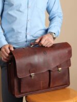 Brown Leather Satchel Messenger Bag